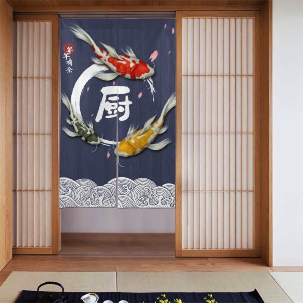 Rideau porte japonais motif poisson 7617 y75r8r