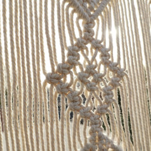 rideau macramé à frange, zoom noeud