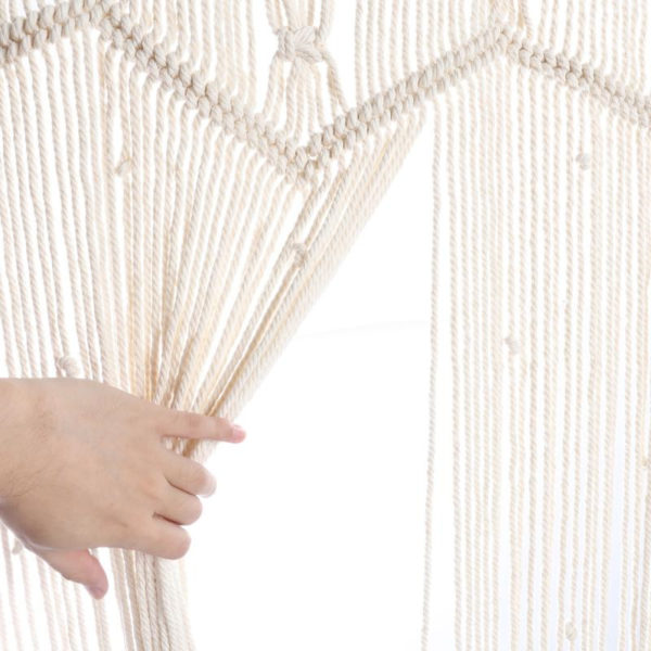 Rideau macramé suspension murale à frange plissé
