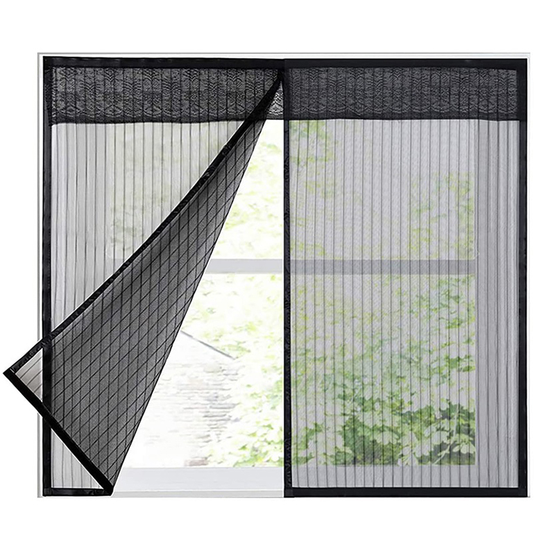 Rideau de fenêtre anti-moustique lavable noir