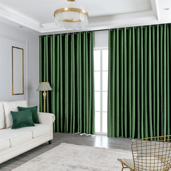 Rideau occultant satiné vert salon