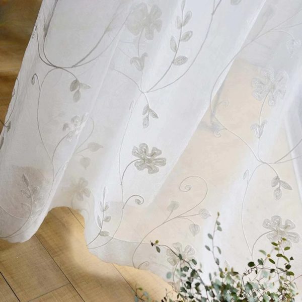Rideau voilage blanc avec motif