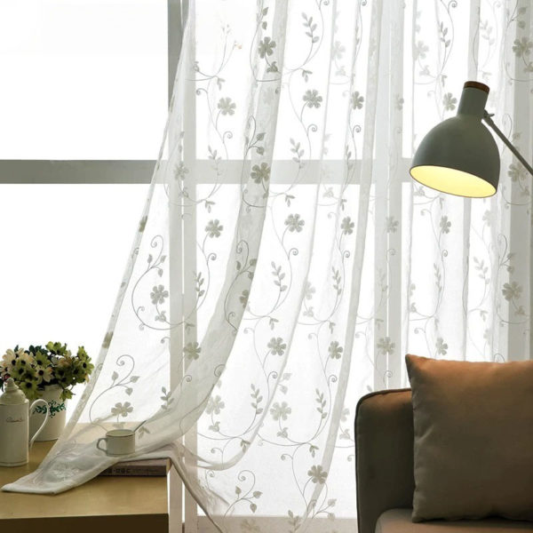 Rideau voilage blanc avec motif