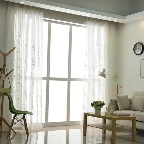 Rideau voilage blanc avec motif