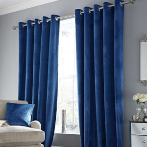 Rideau velours occultant bleu