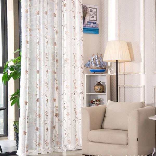 Rideau voilage blanc avec motif