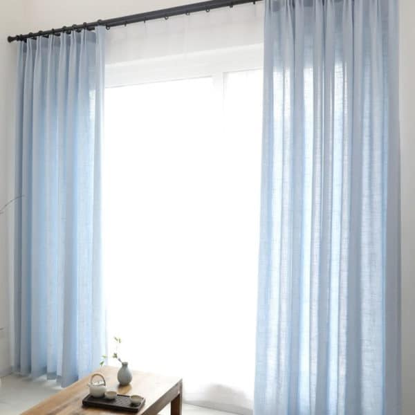 Rideau lin bleu