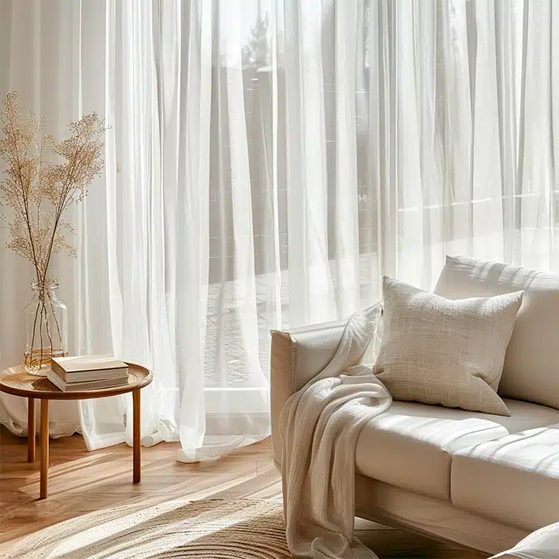 Voilage blanc moderne pour salon lumineux