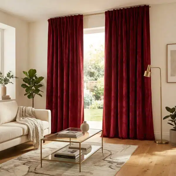 Rideaux Rouges Vertical Jpg Rideaux en velours rouge chic pour salon ou chambre | Velours élégant