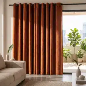 Rideau Velours Camel dans un interieur contemporain