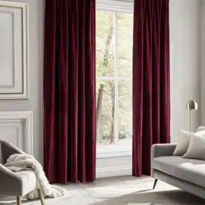Rideau Velours -365016, Bordeaux vue d angle dans un interieur
