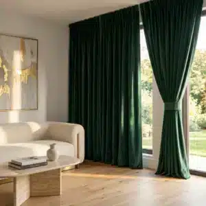 Rideau Velours Gris, Vert dans un interieur contemporain