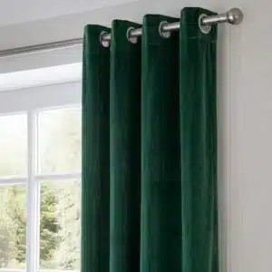 Detail oeillets et tissu Velours Gris, Vert en gros plan